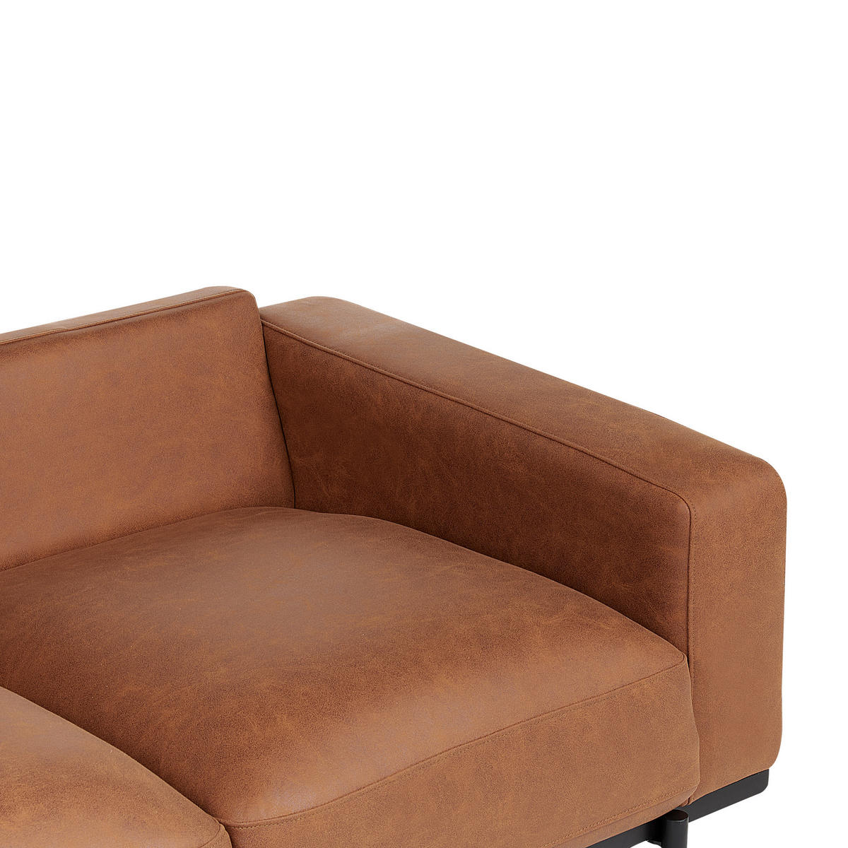 2-SITZER-SOFA Stoff braun Lederoptik Sovik - Braun, Textil (156/72/87cm) - Beliani