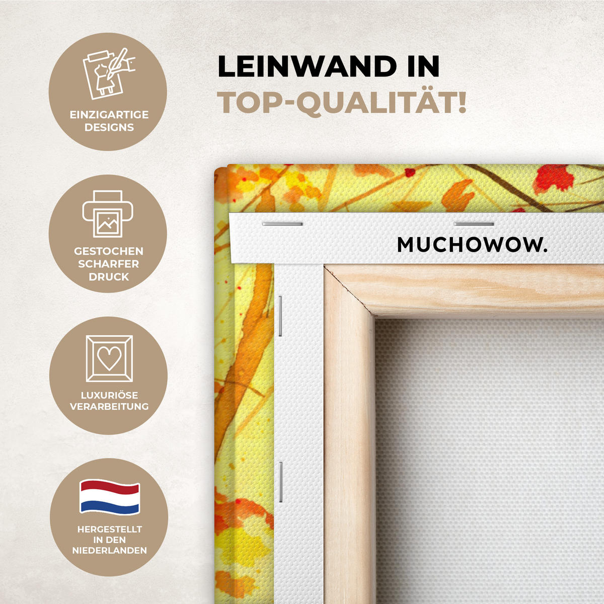 LEINWANDBILD Natur - Ölfarbe - Hirsche - Tiere - Herbst - Orange Wanddeko 40x60 cm - Orange, Textil (40/60cm) - MuchoWow