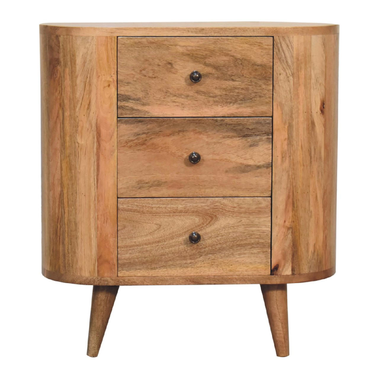 SCHRANK in Eichengleichem Finish, 3-Schublades, Beige - Messingfarben/Braun, Holz/Metall (60/65/30cm) - Artisan Furniture