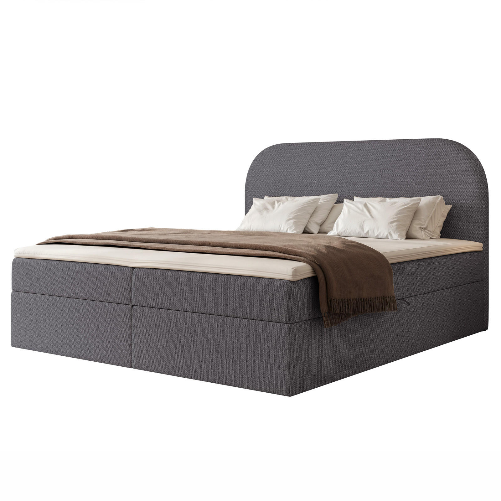 BOXBETT FUZZI 180x200 cm Dunkelgraublau (Stoff Lumi) - mit 2 Bettkästen, Bonellmatratze und weichem Kopfteil - Blau/Dunkelgrau, Holzwerkstoff/Textil (180/200cm) - Ravio