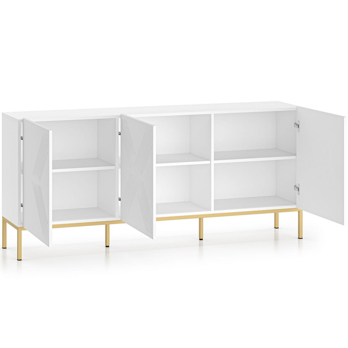 TÜRKOMMODE NEBRO,Weiß/Goldfarben - Goldfarben/Weiß, Holzwerkstoff (170/77/37cm) - KONSIMO®