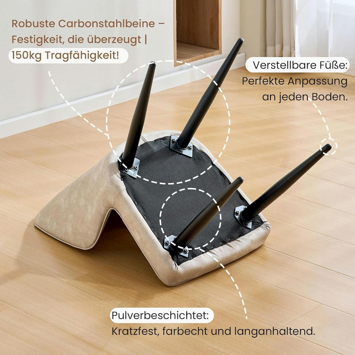 ESSZIMMERSTUHL 2er Set Kunstleder Beige - Beige, Kunststoff (47/85/44cm)