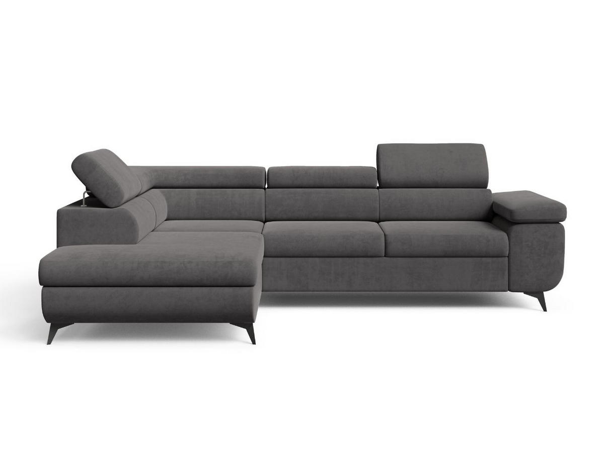 ECKSOFA Argon Dunkelgrau Links - Dunkelgrau/Schwarz, Holz/Textil (255/190cm) - Graingold