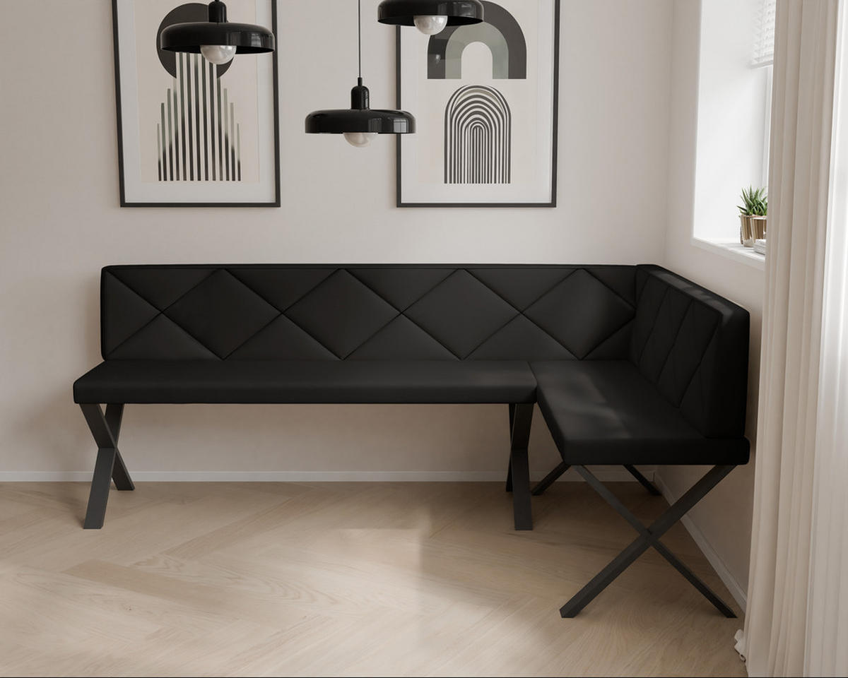 ECKBANK rechts VERO X Kunstleder gesteppt, 168/128 cm Anthrazit - Anthrazit, Kunststoff/Textil (128/168cm) - Idohome