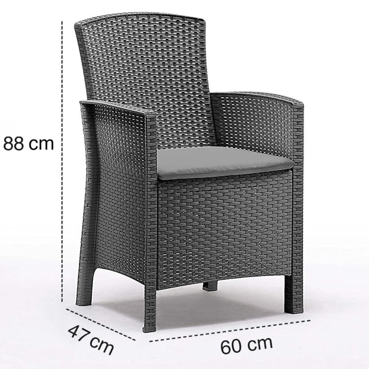 ESSGRUPPE Lido Esstisch Houston mit 6 Sesseln Gartenmöbel - Grau, Kunststoff - BICA