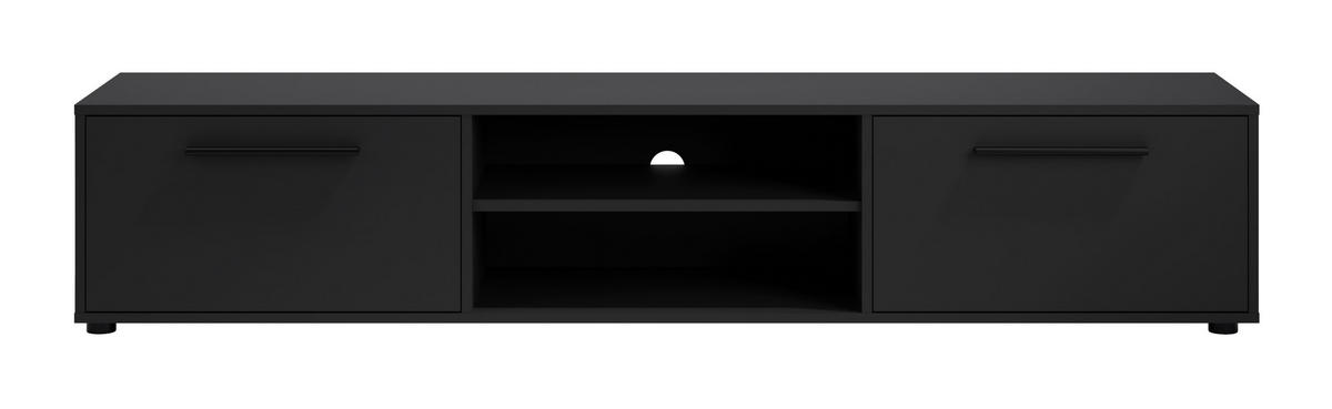 TV-SCHRANK Modena 190 cm mit Türen und Regalen in Schwarz - Schwarz, Holzwerkstoff/Kunststoff (190/38/40cm) - Ravio