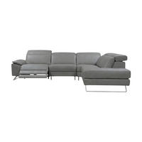 ECKSOFA Genius Echtleder mit 1 x Relaxfunktion Perlgrau - Hellgrau, Leder/Metall (264/230cm)