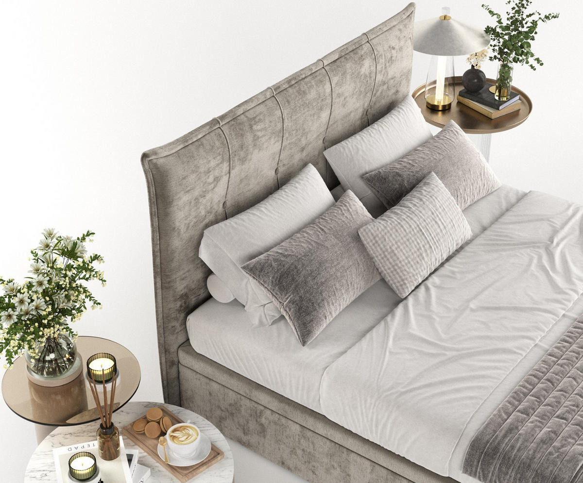 POLSTERBETT Liano mit Stauraum 140/200 cm Beige im Lotta Stoff - Beige/Schwarz, Holz/Holzwerkstoff (140/200cm) - AltaBeds