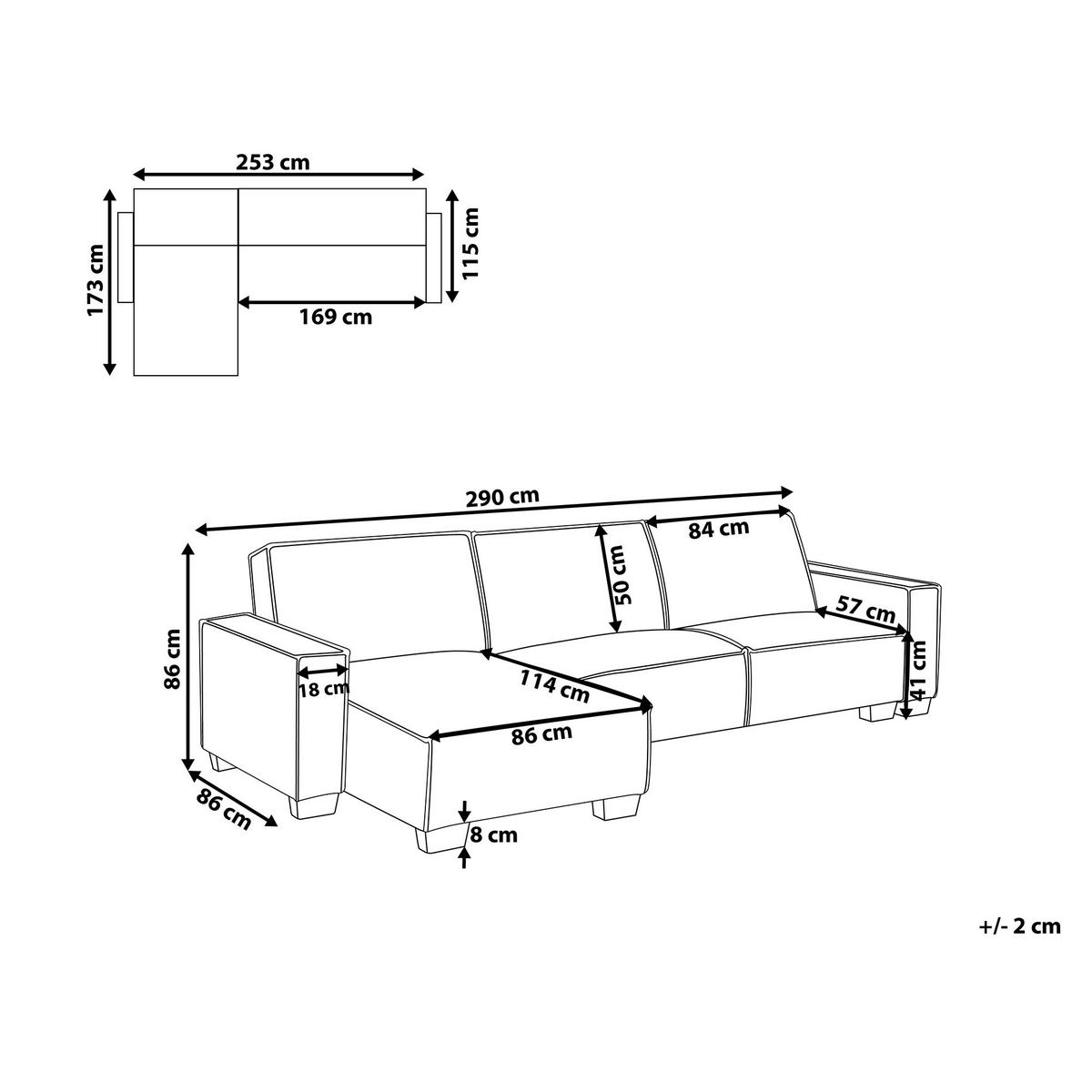 ECKSOFA Polsterbezug Hellgrau linksseitig Romedal - Hellgrau, Textil (290/173cm) - Beliani