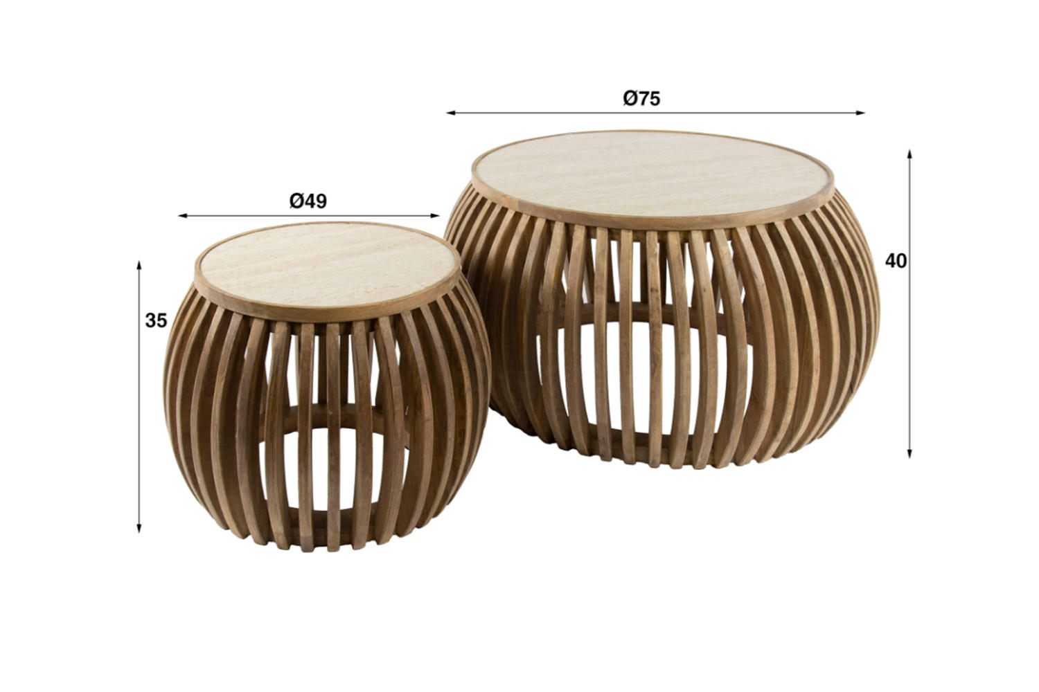 COUCHTISCH-SET ATUEL Weiß Keramik - Braun/Weiß, Mangoholz/Keramik (75/75/40cm) - KAWOLA