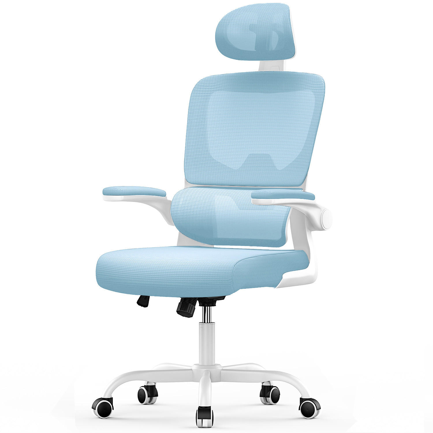 COMPUTERSTUHL drehbar, Wippfunktion – Blau - Blau, Metall (54/127/54cm) - Rattantree