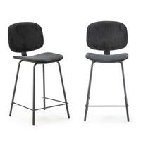 HOCKERN (Set aus 2) aus cordstoff mit schwarzen metallbeinen - arus 44/50/65 cm - Schwarz, Textil (50/65/44cm) - Calicosy