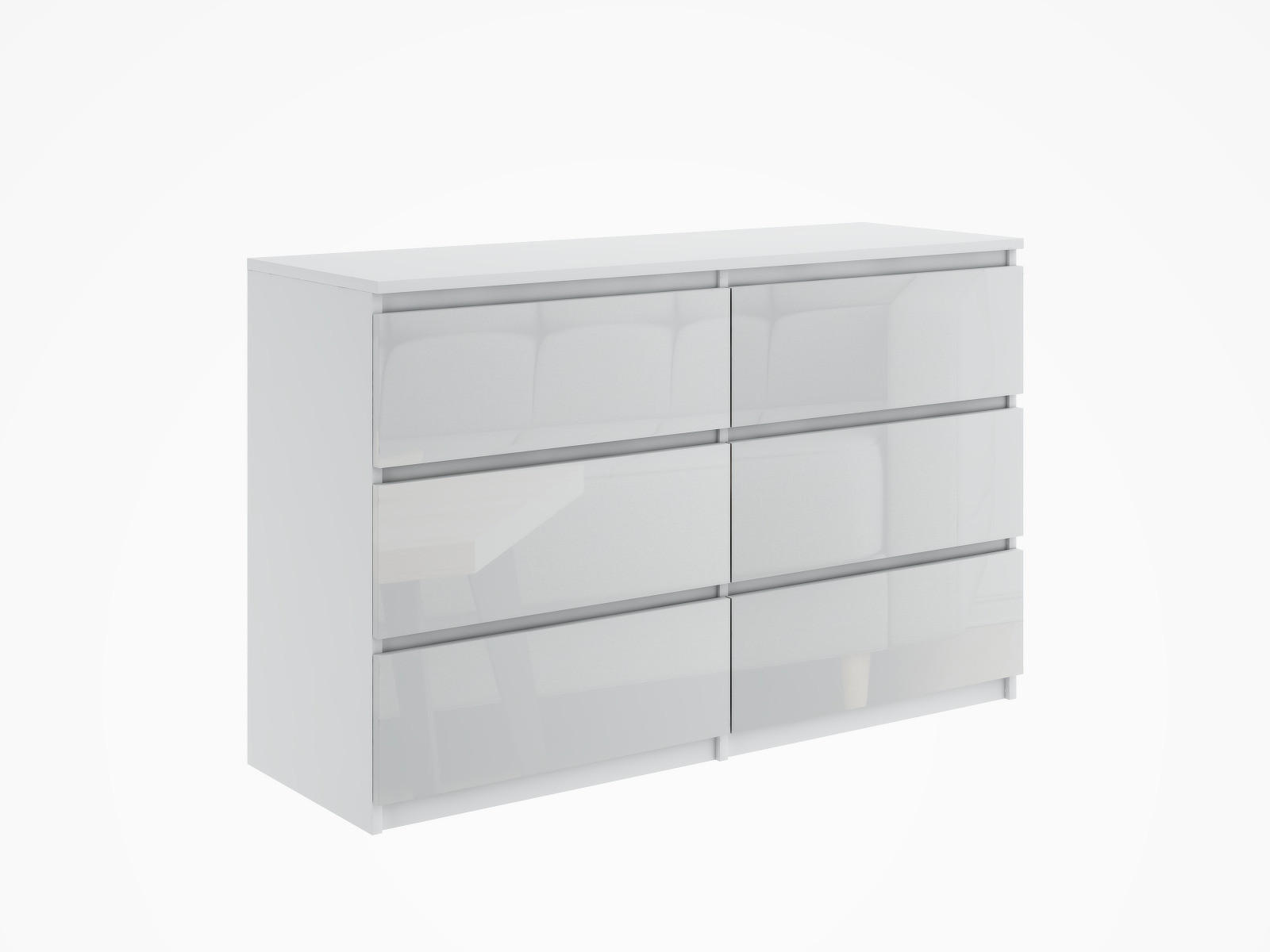 KOMMODE mit 6 Schubladen 120 cm weiß glanz - Weiß Hochglanz, Holzwerkstoff (120/76/35cm) - EMIX24