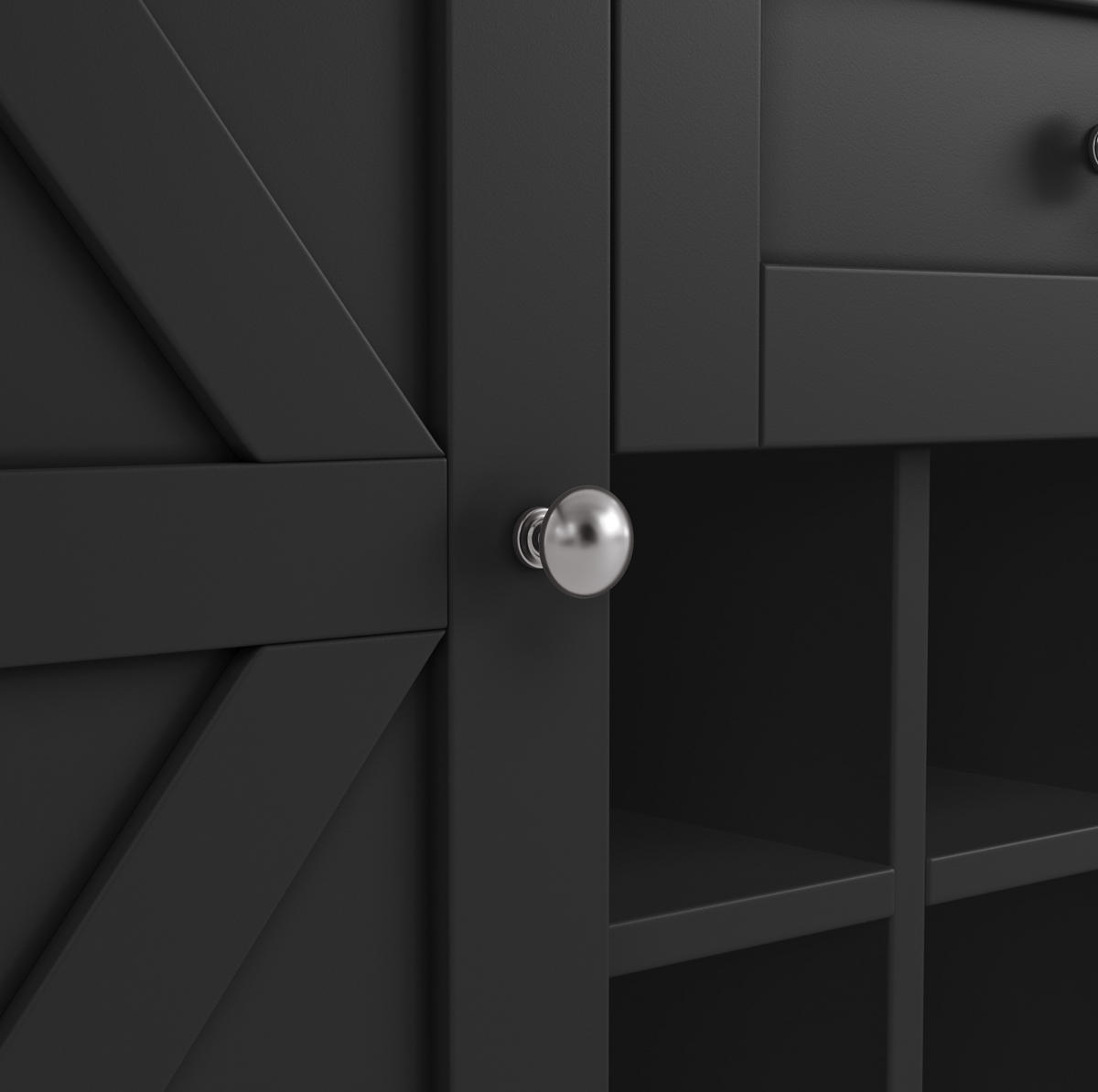 KÜCHENSCHRANK mit Weinregal 120 x 40 x 188 cm MDF Schwarz - Schwarz, Holzwerkstoff (40/188/120cm) - Meubliv