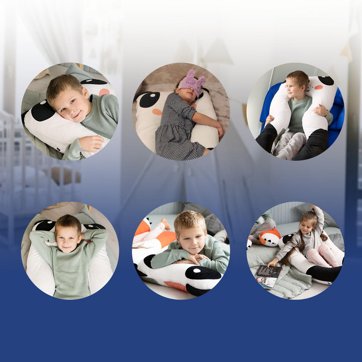 KISSEN für Kinder in U-Form Fuchs - Schwarz/Weiß, Textil (60/120cm) - KomfortKissen