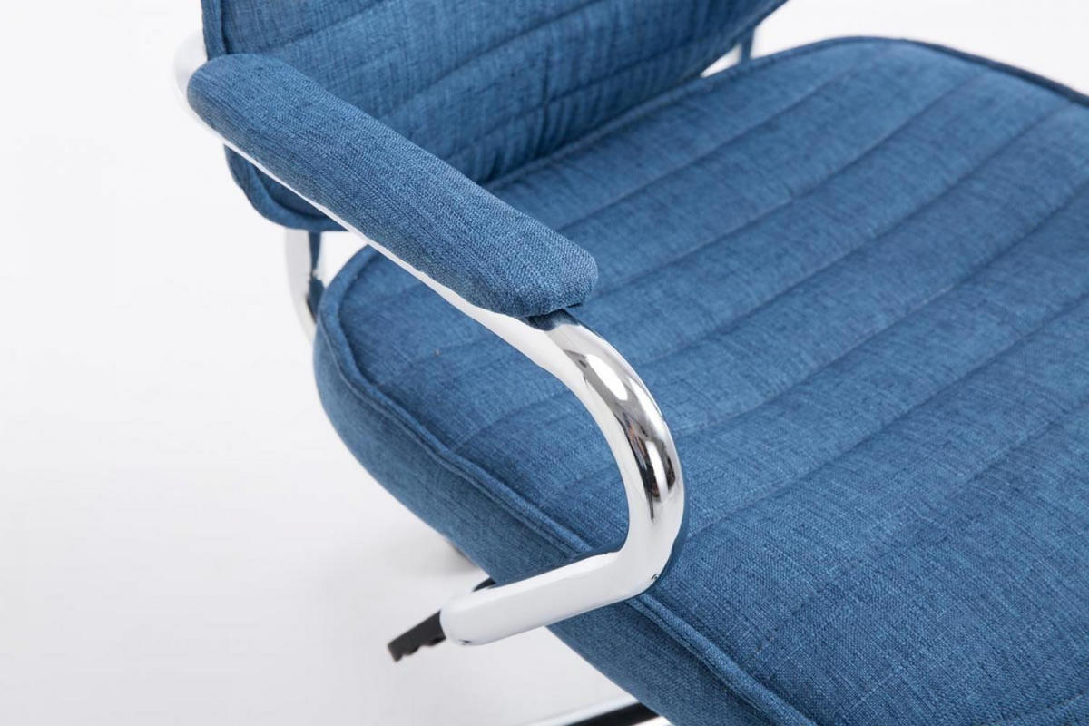 CHEFSESSEL Stoff blau - Chromfarben/Blau, Textil/Metall (60/117/67cm) - CLP