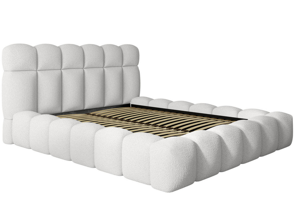 POLSTERBETT Mira XL Off-White 160/200 cm Boucle mit Bettkasten - Weiß, Textil/Metall (160/200cm) - wonello