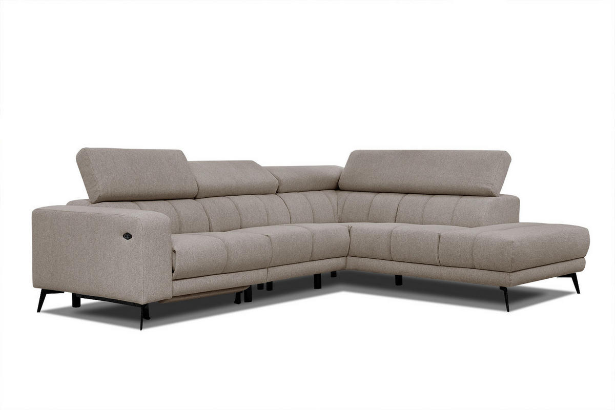 ECKSOFA MORELLO 5-Sitzer, taupe - Taupe/Schwarz, Holzwerkstoff/Textil (287/228cm) - Courtois Laville
