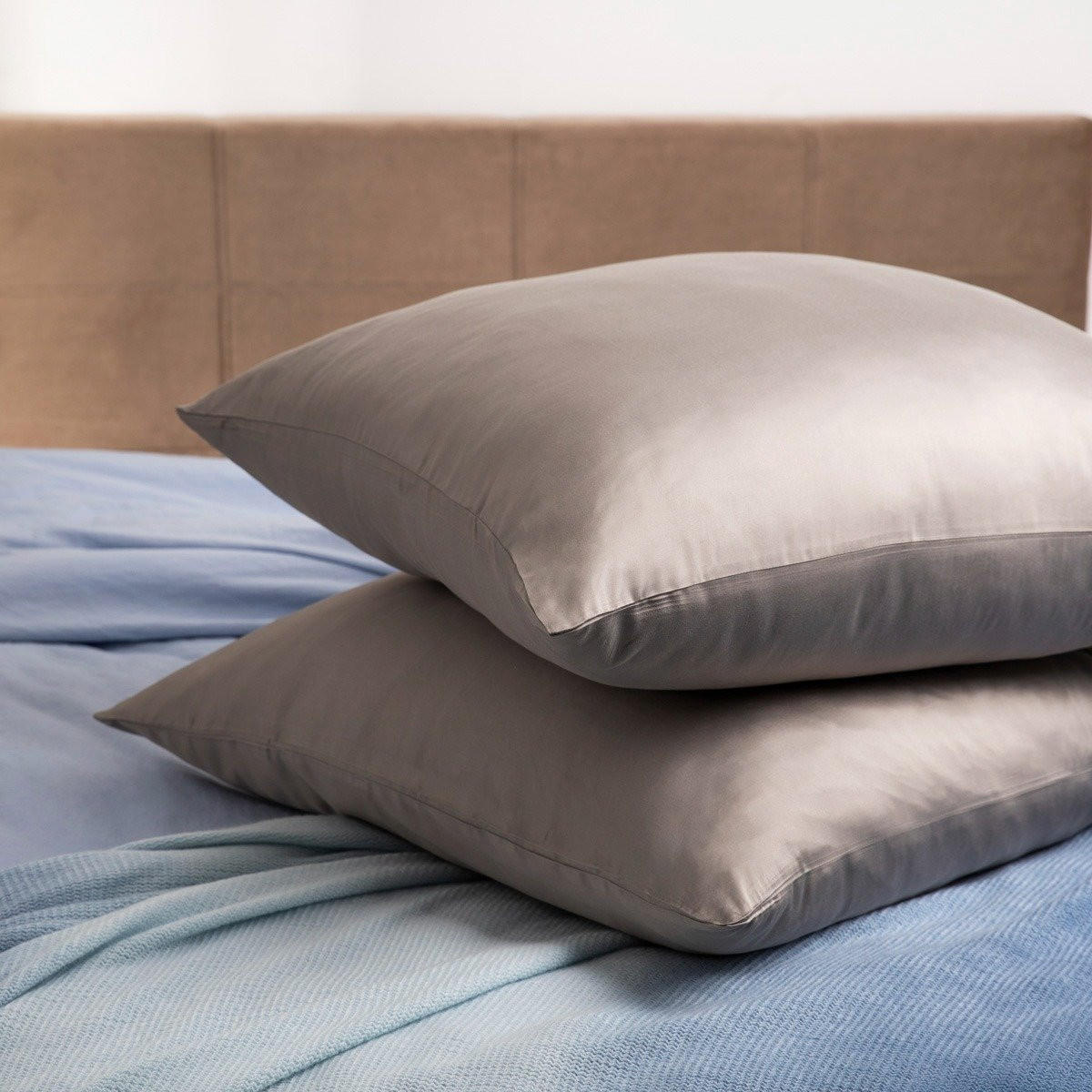 KISSENBEZÜGE Bamsa Bambus grau 70/80 cm 2er-Set - Grau, Textil (70/80cm) - Homla