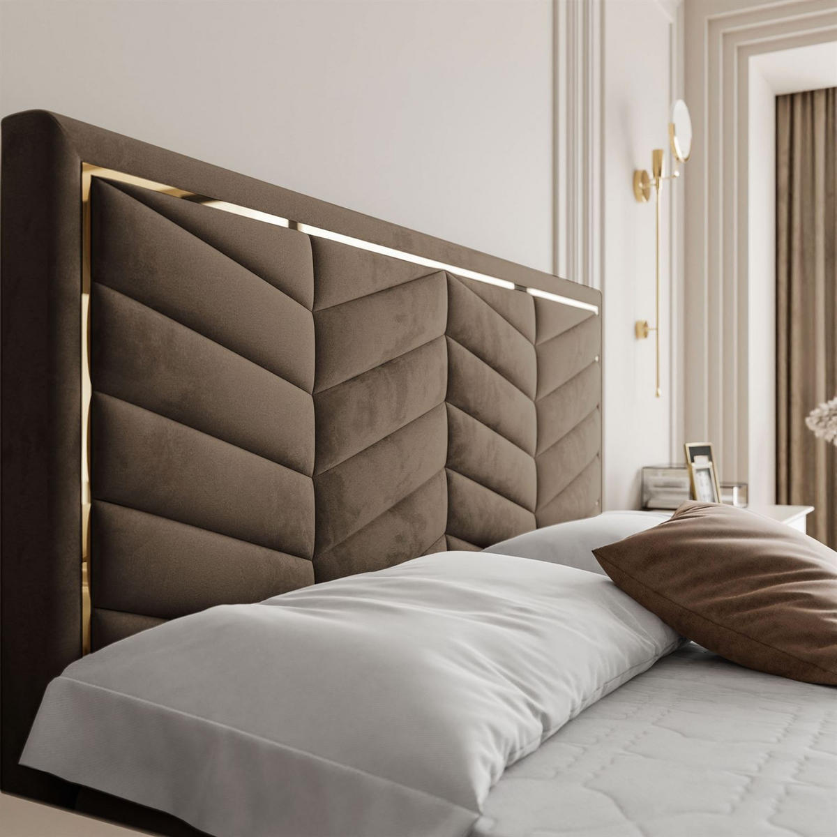 KONTINENTALBETT AURORA 140x200 mit Bettkasten Royal Velvet 196 - Braun, Textil (140/200cm) - Lookway