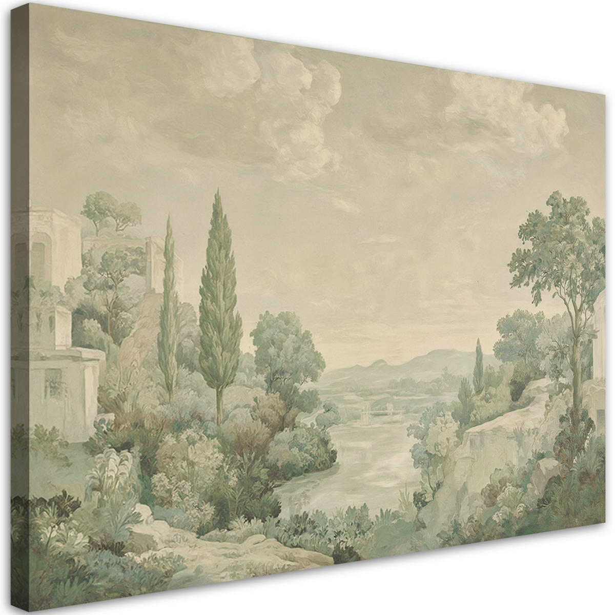 WANDBILD landschaft italien vintage - Grün, Textil (60/40cm) - Feeby