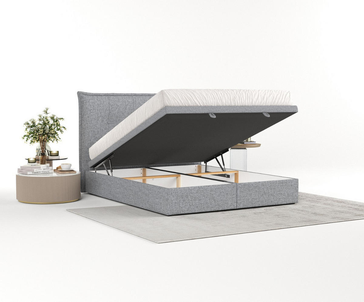 POLSTERBETT Liano mit Stauraum 160/200 cm Grau im Alta Stoff - Schwarz/Grau, Holz/Holzwerkstoff (160/200cm) - AltaBeds