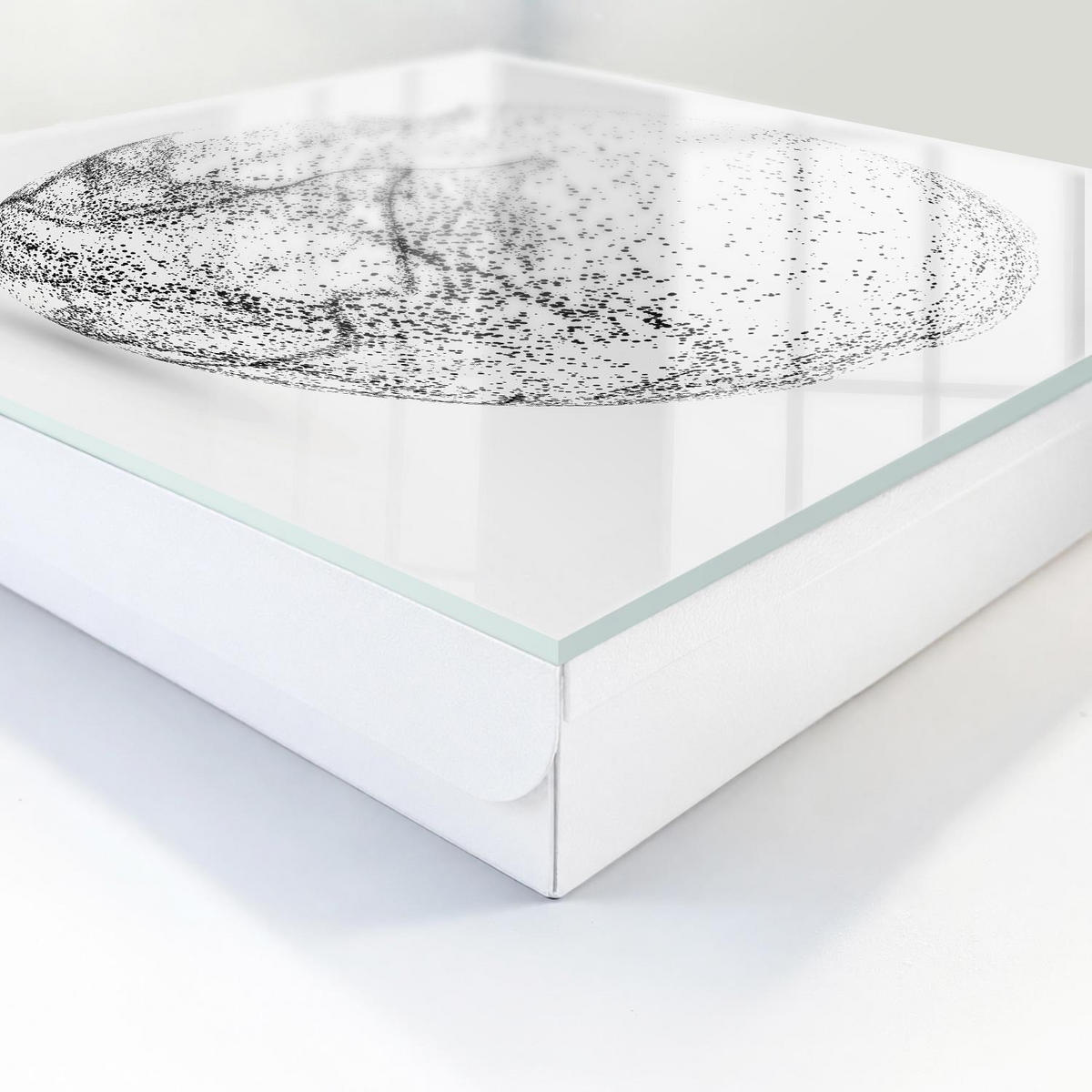 SCHLÜSSELBOX Weiß 30x30 cm – Türöffnung nach rechts - Abstrakter Raum - Grau, Metall (30/30/5cm) - TULUP