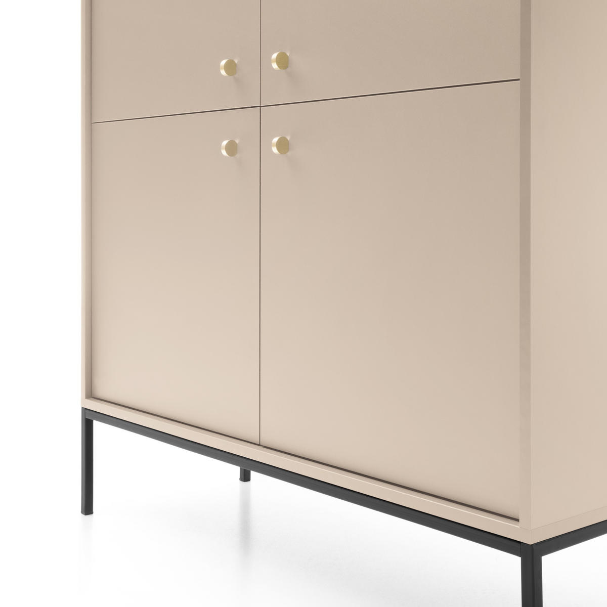 HIGHBOARD Molly Beige, Schwarze Beine, Hochkommode - Beige/Schwarz, Holzwerkstoff/Metall (104/125/39cm) - Bettso