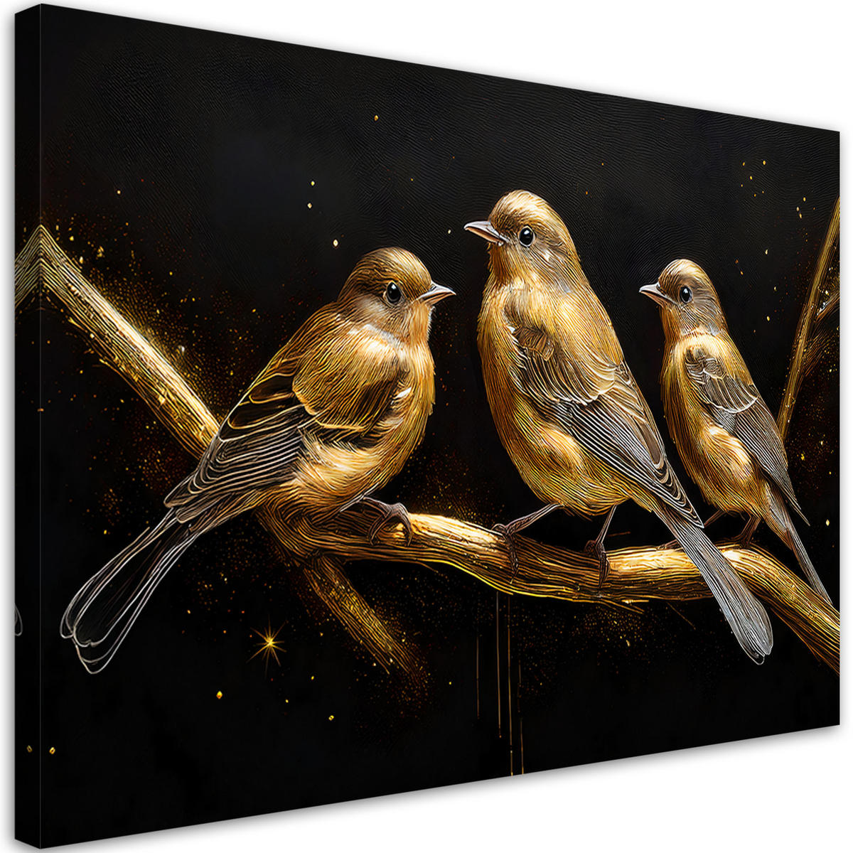 WANDBILD vögel tiere gold - Goldfarben, Textil (60/40cm) - Feeby