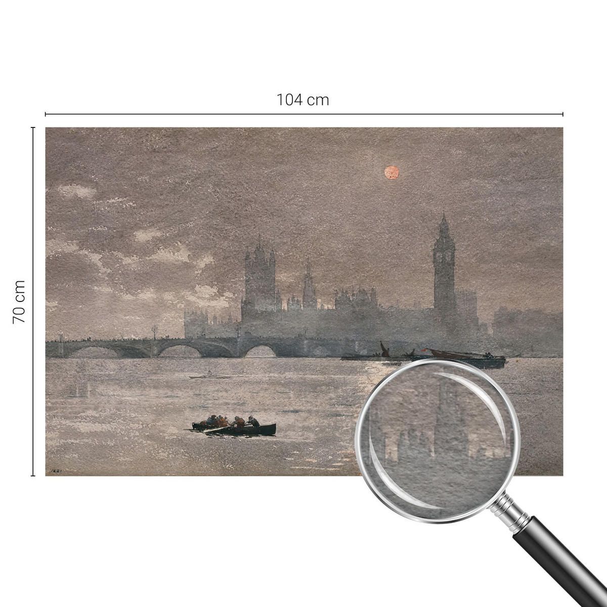 FOTOTAPETE 104x70 cm - Nachtpanorama - Grau, Textil (104/70cm) - Wallfluent