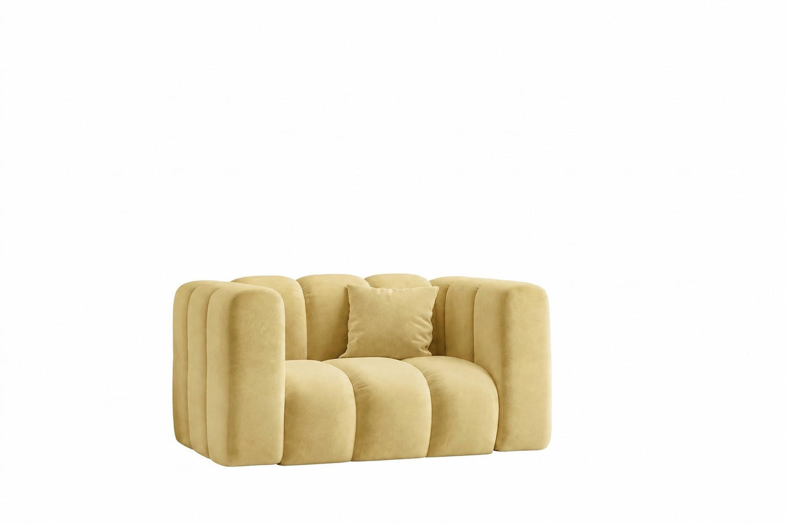 KŘESLO Modulární, Moderní Design, Sametová Látka Riviera, Máslově Žluté, GRAND - světle žlutá, dřevo (137/70/89cm) - Kaiser Möbel
