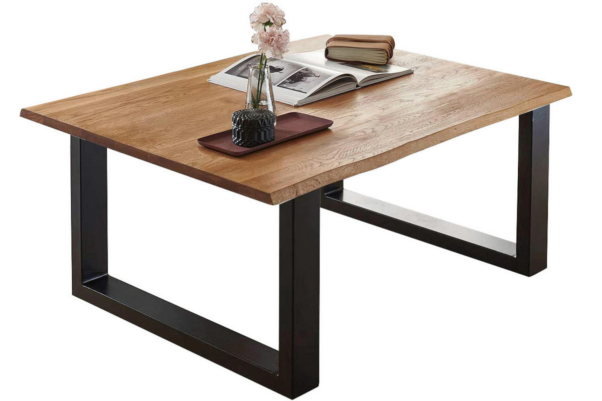 COUCHTISCH Wildeiche SESSA 80 cm - Beige/Schwarz, Holz/Metall (80/80/48cm) - SAM