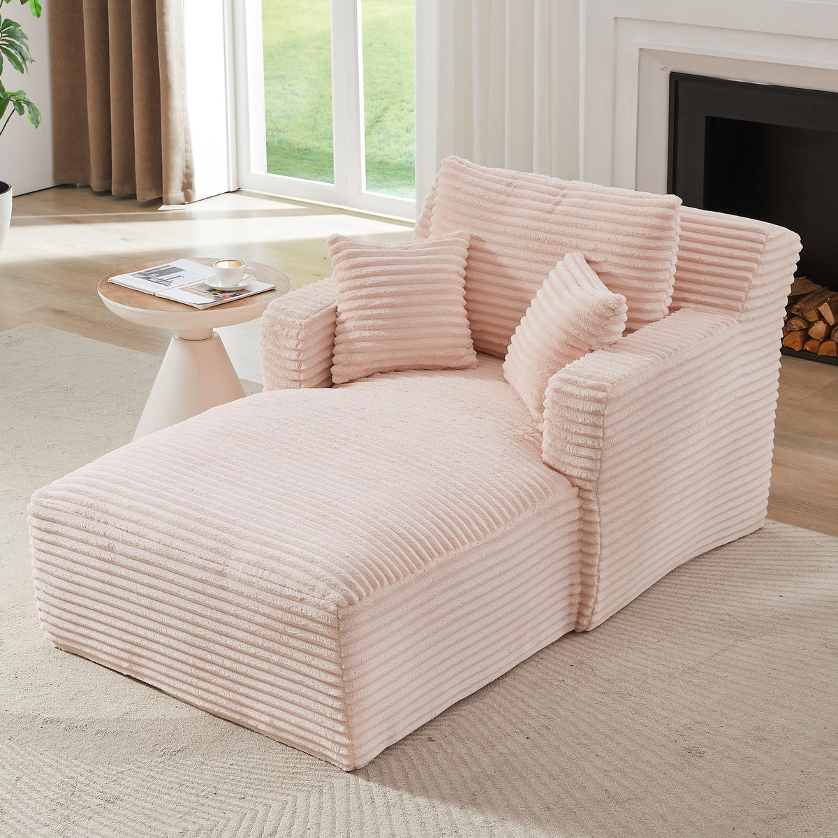 CHAISELONGUE vielseitig nutzbar Cord Pink ohne Montage - Pink, Kunststoff (100/82/166cm) - Meubliv