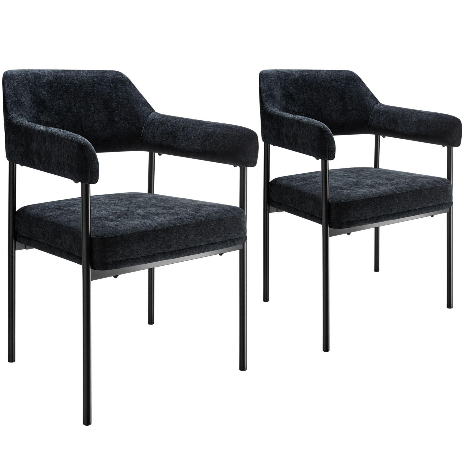 ARMLEHNSTUHL 2er Set Doé 58 x 62 x 85 cm Webstoff schwarz/schwarz - Schwarz, Textil (58/85/62cm) - tectake