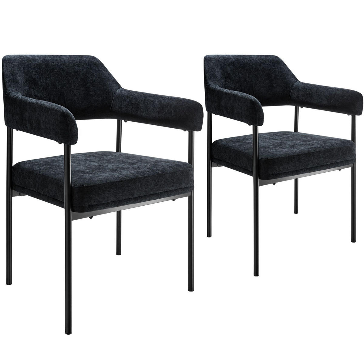 ARMLEHNSTUHL 2er Set Doé 58 x 62 x 85 cm Webstoff schwarz/schwarz - Schwarz, Textil (58/85/62cm) - tectake