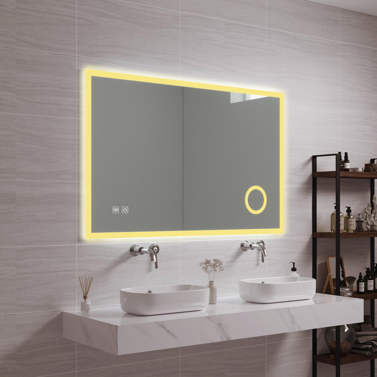 BADEZIMMERSPIEGEL Scafa - Weiß, Glas/Metall (100/70/3cm) - pro.tec