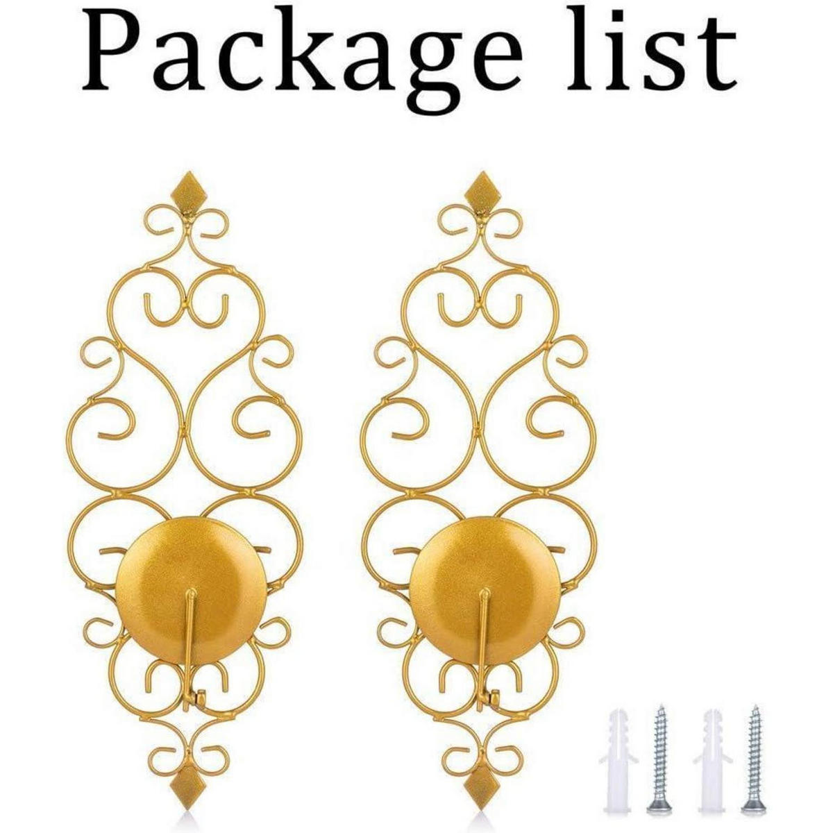 WANDKERZENHALTER 2er Set Metall Gold - Goldfarben, Metall (14/37.6/5cm)