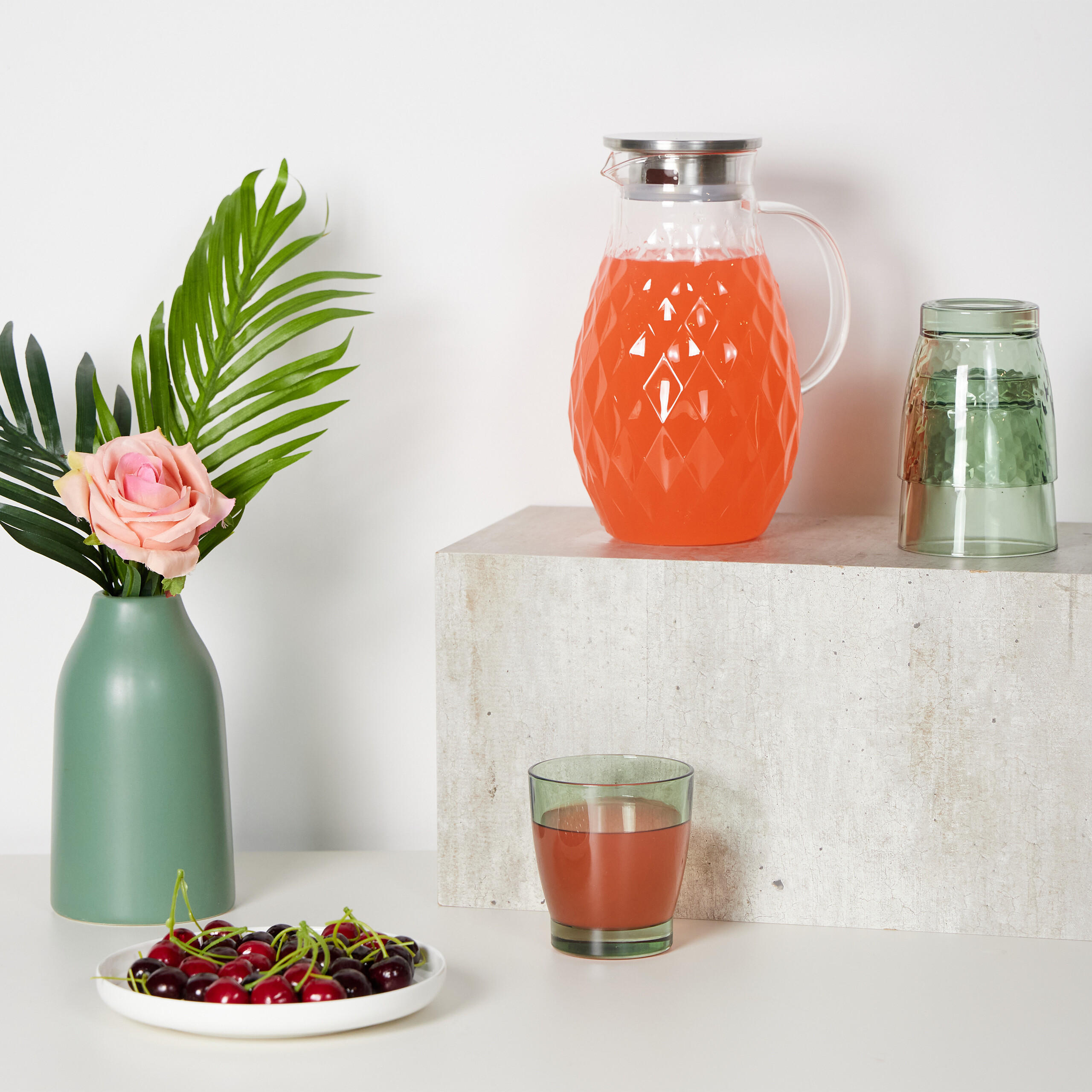 GLASKARAFFE - Transparent, Glas/Metall (2L) - Relaxdays