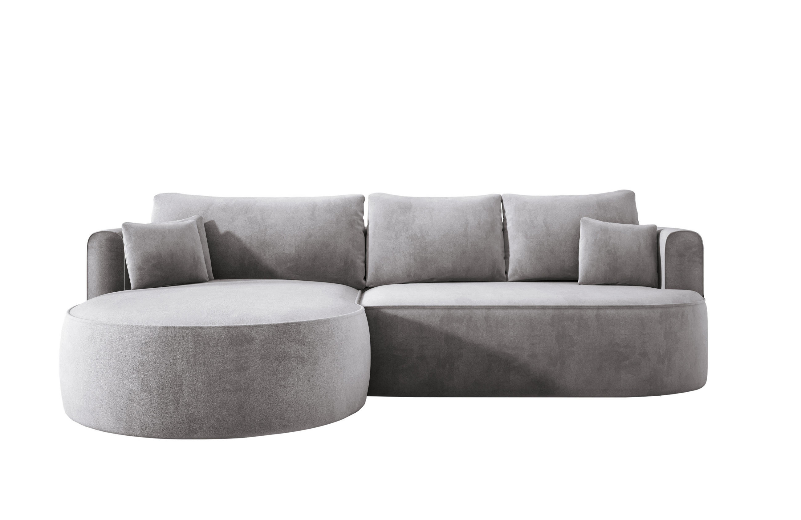 ECKSOFA FIORE L-förm Moderne Ausziehbare Schlaf-Funktion, automatischer Auffaltung, lose Rückenkissen freistehend LINKS 284x183x82cm Grey - Grau, Holz/Textil (183/284cm) - DomoHome