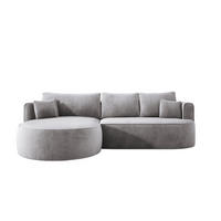 ECKSOFA FIORE L-förm Moderne Ausziehbare Schlaf-Funktion, automatischer Auffaltung, lose Rückenkissen freistehend LINKS 284x183x82cm Grey - Grau, Holz/Textil (183/284cm) - DomoHome