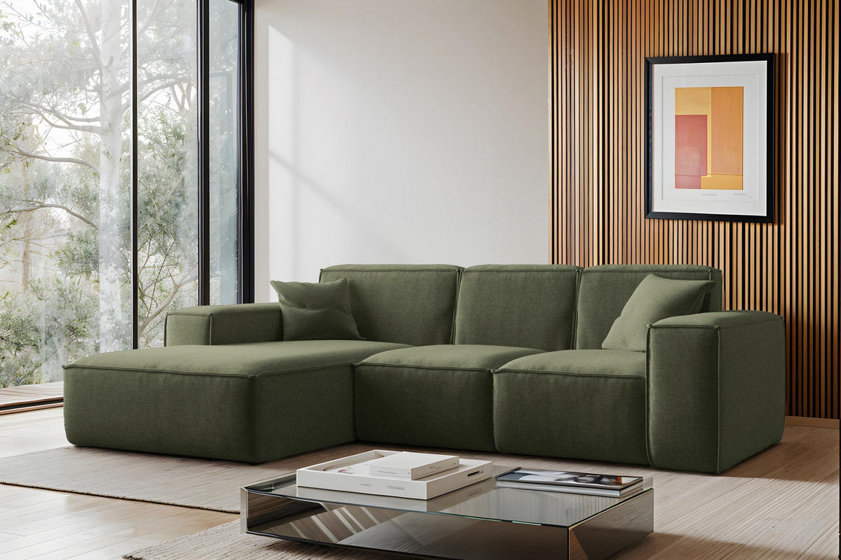 ECKSOFA L-Form Siena Stoff Maloy Grün Links - Grün, Holz (165/266cm) - Kaiser Möbel