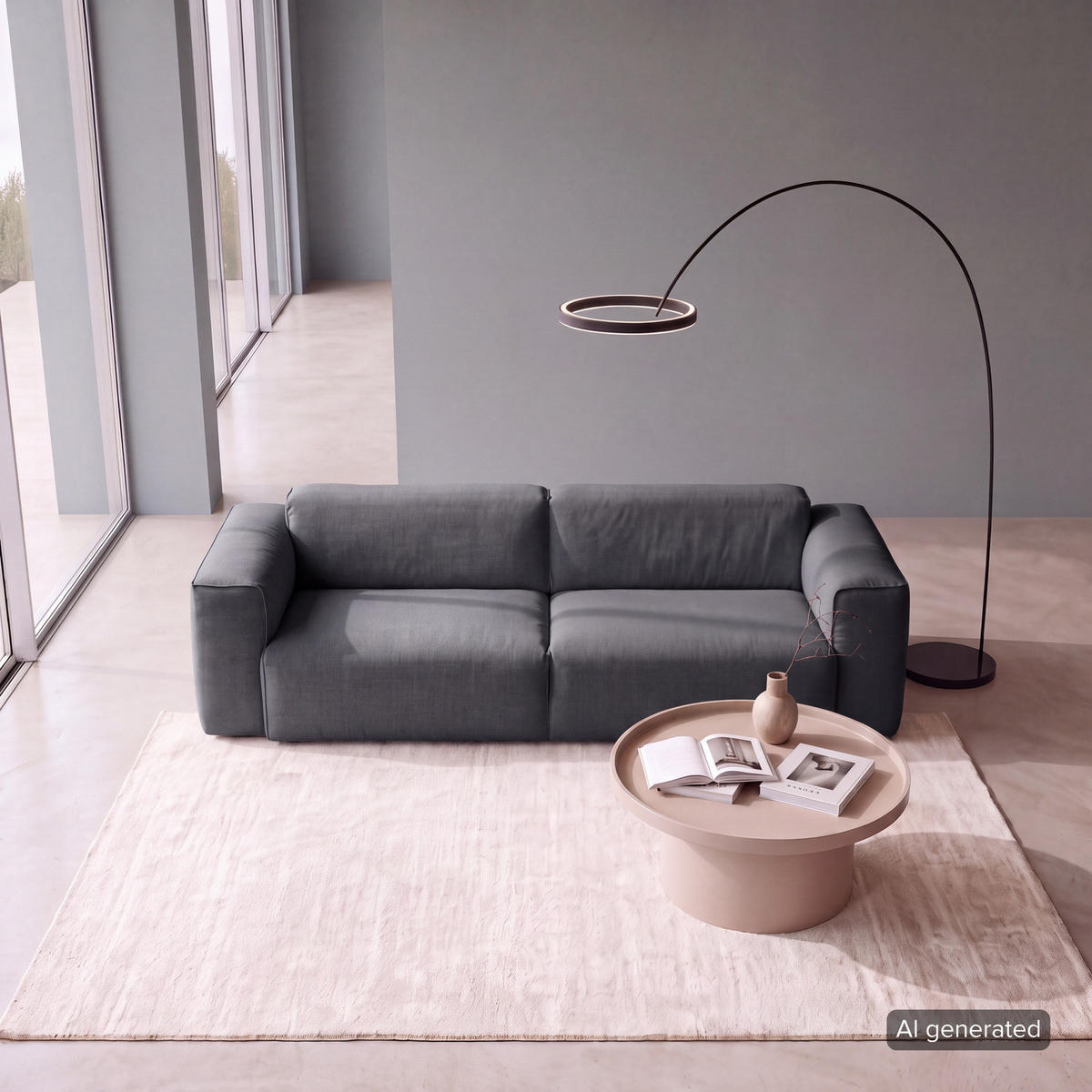 3-SITZER SOFA - Schwarz/Grau, Kunststoff/Textil (251/71/102cm) - home24