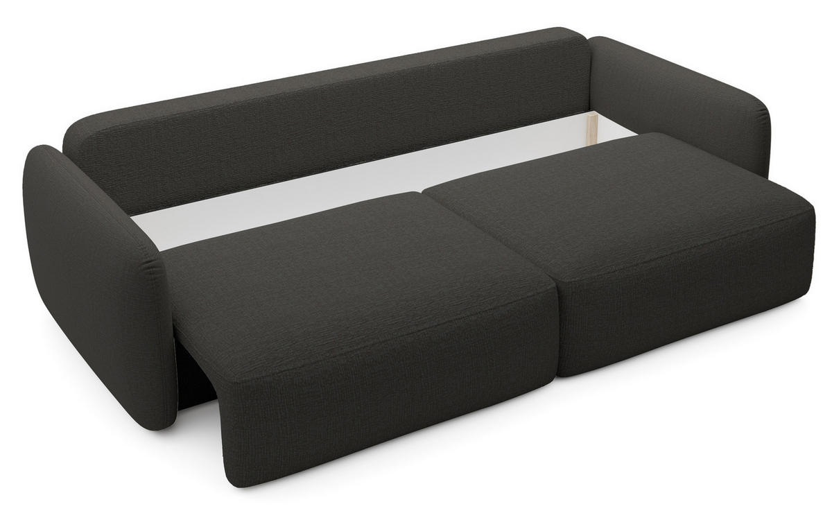 SCHLAFSOFA 240 cm Lumina, Chenille, Bettkasten, Dunkelgrau - Dunkelgrau, Holz (238/87/103cm) - Emporius