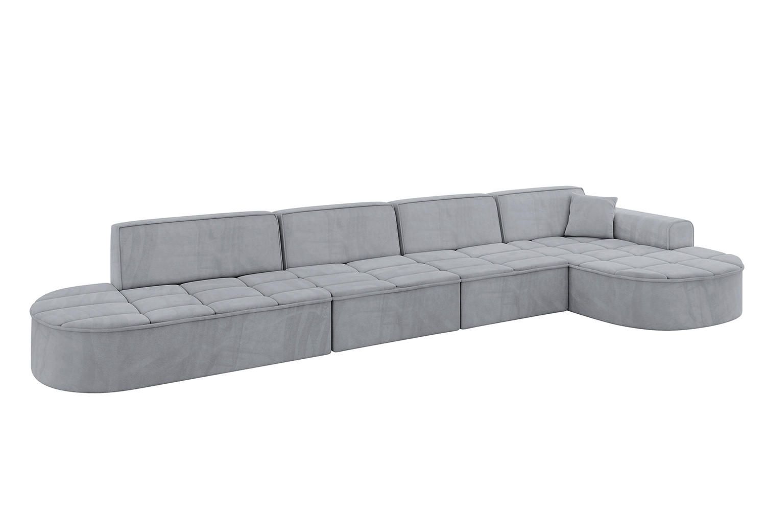 ECKSOFA Ottomane Rechts TARO-L3 - 413x171x79,5 cm Hellgrau - Grau, Holzwerkstoff/Textil (413/171cm) - ALTDECOR