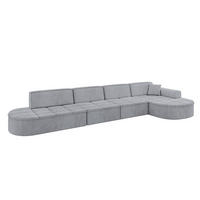 ECKSOFA Ottomane Rechts TARO-L3 - 413x171x79,5 cm Hellgrau - Grau, Holzwerkstoff/Textil (413/171cm) - ALTDECOR