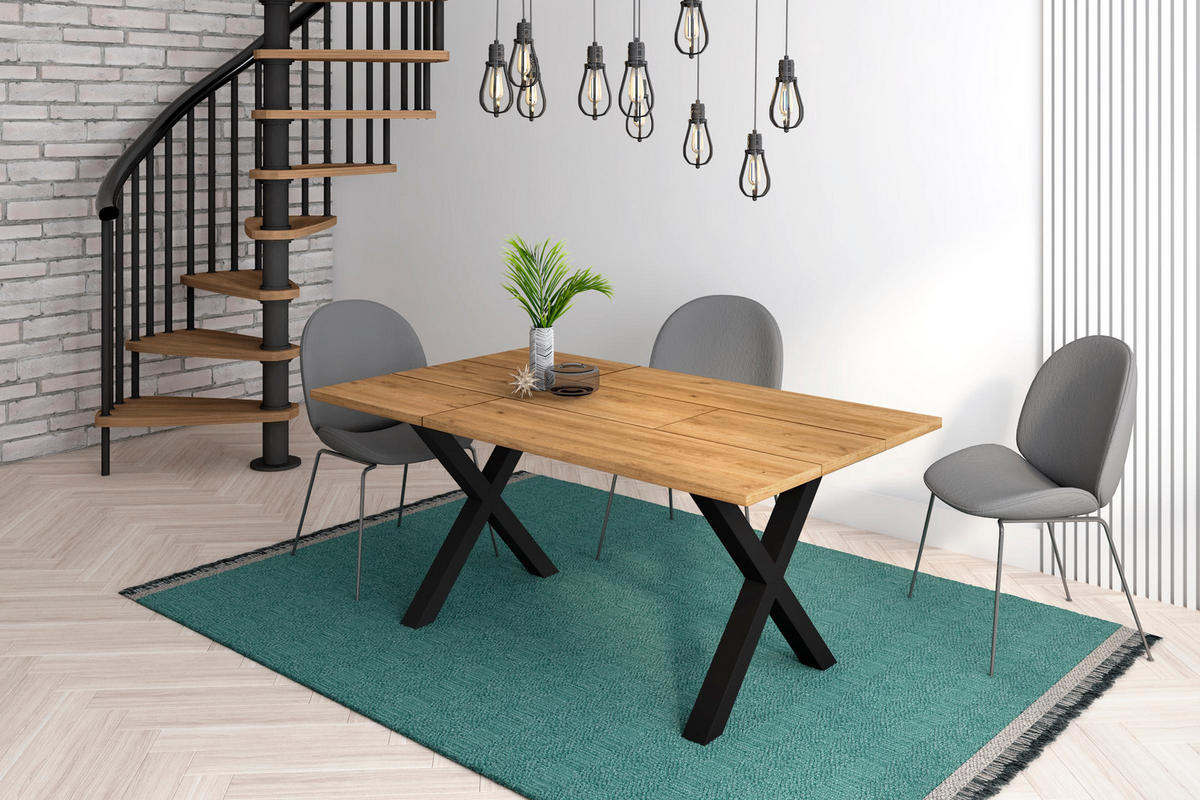 TISCHBEINE X-förmig Schwarz lackiert - 72/9,5/72 cm - Schwarz, Holz (72/71/10cm) - Skraut Home