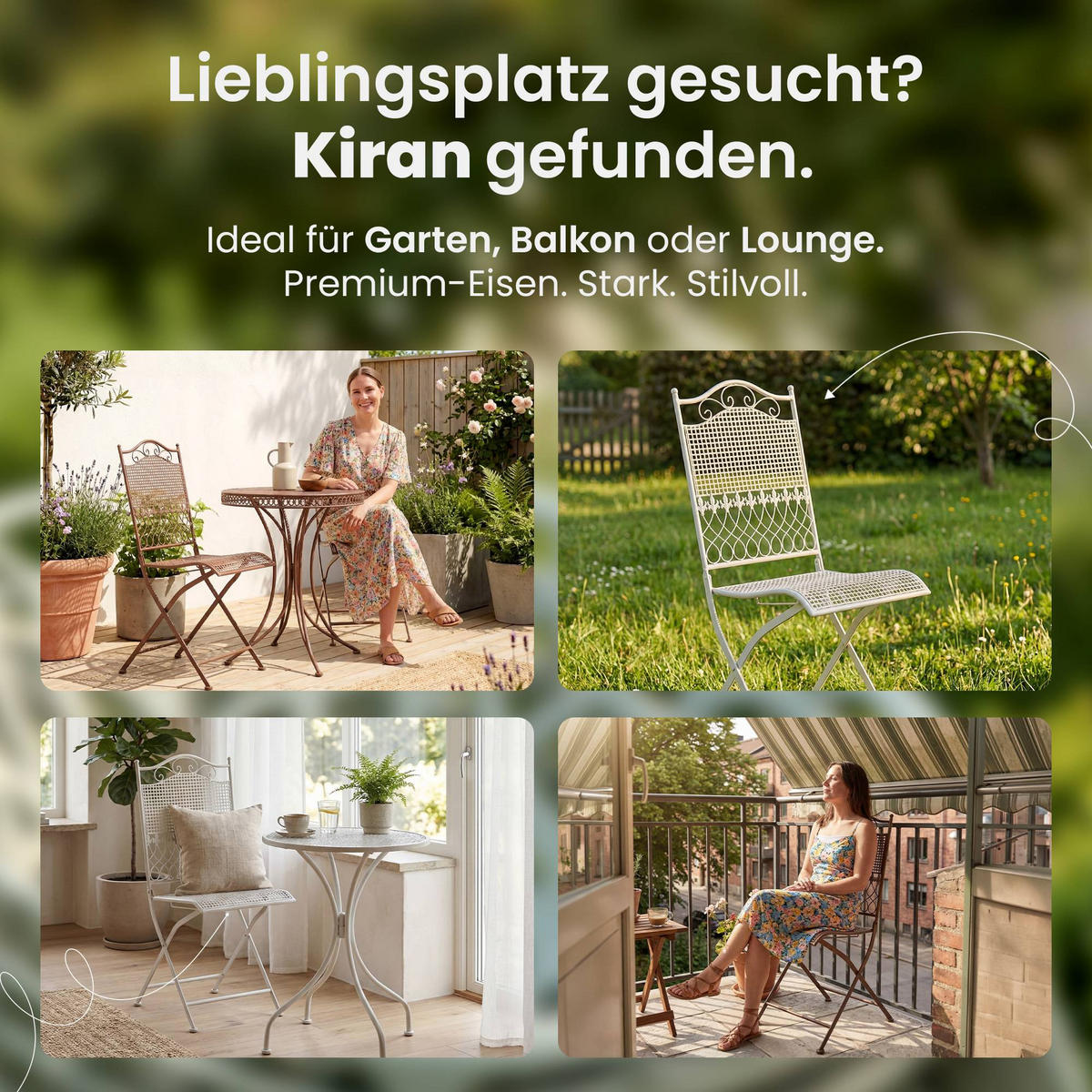 GARTENSTUHL 2er Set Metall Weiß - Weiß, Metall (41/91/50cm) - CLP