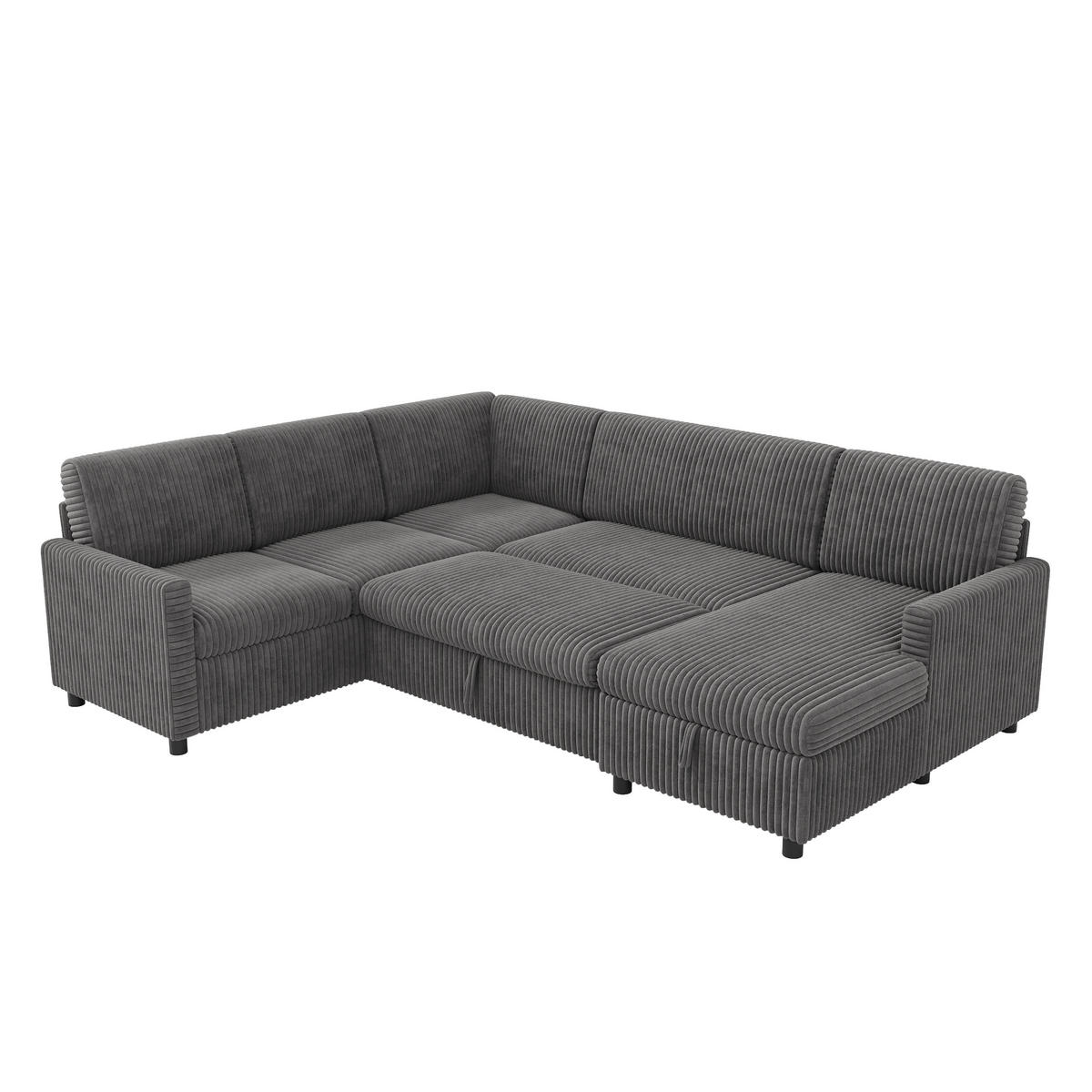 ECKSOFA DE-33403 mit Schlaffunktion und Stauraum Grau - Grau, Metall (274/220cm) - ComfortXL