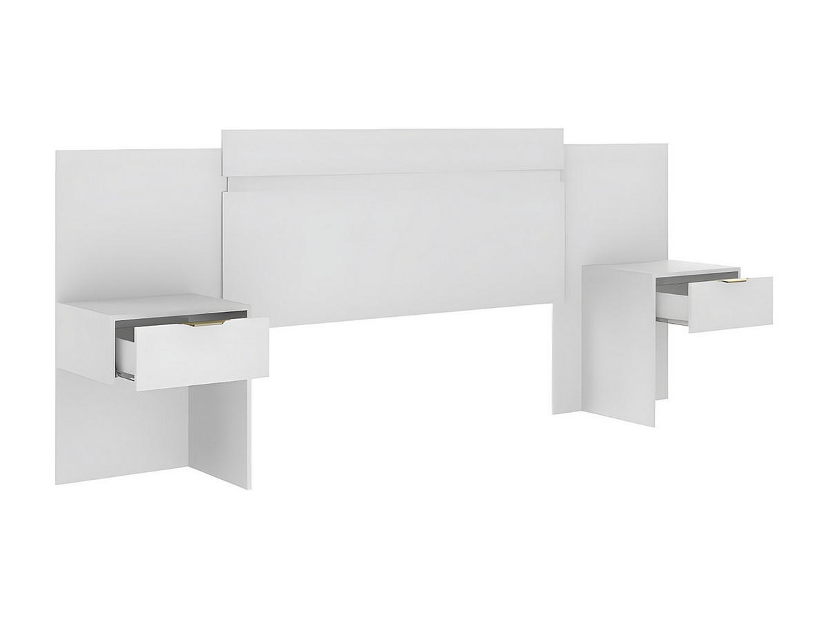 BETTKOPFTEIL ausziehbar mit integrierten Nachttischen - 140/160 cm - Weiß - PARATI - Weiß, Holz (252/106/39.5cm) - Vente-Unique