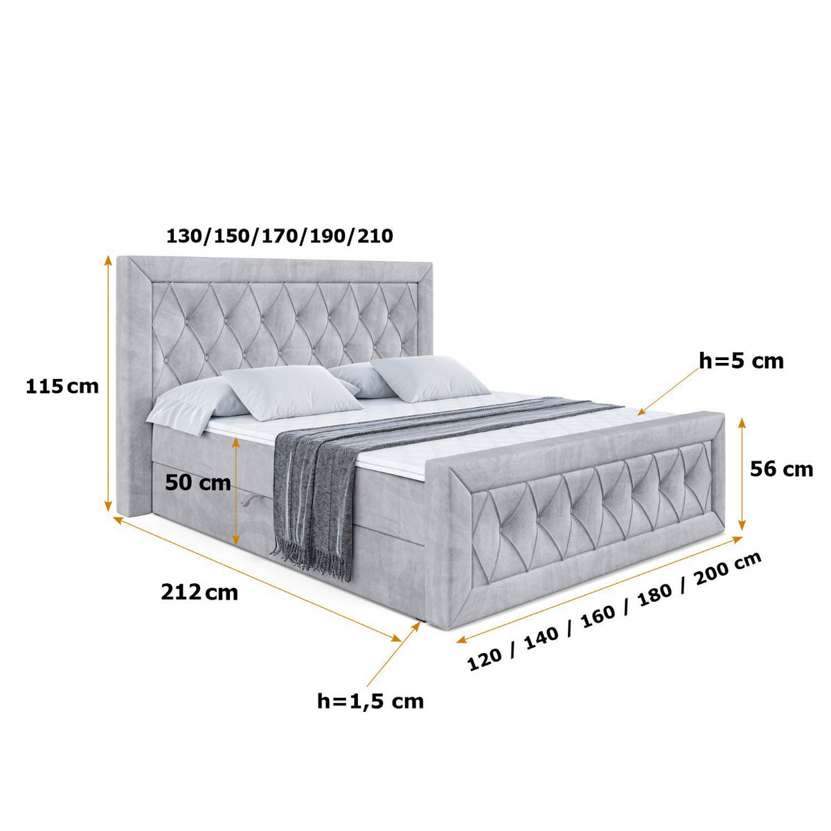BOXBETT NOEL-Z - 120 x 200 - H4 - Hellgrau - Hellgrau, Holzwerkstoff (120/200cm) - ALTDECOR
